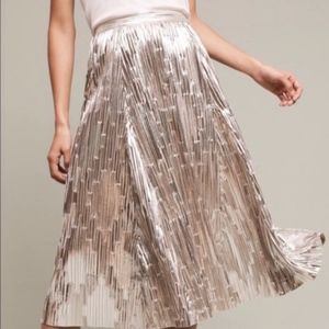 Anthropologie Maeve Silver Eclat Skirt